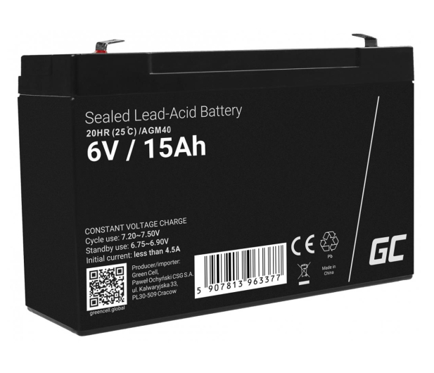 Green Cell Akumulator AGM 6V 15Ah - 688147 - zdjęcie